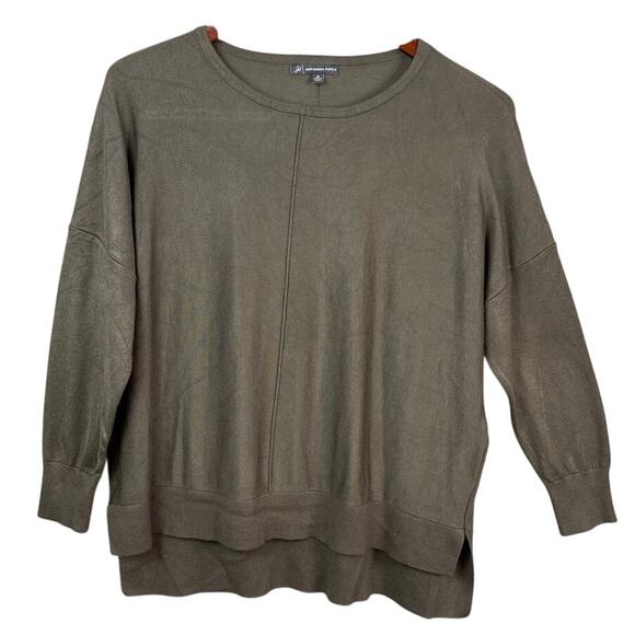 Adrianna Papell Women's Exposed Seam High Low Oversized Sweater Olive XS NWT - Picture 1 of 9